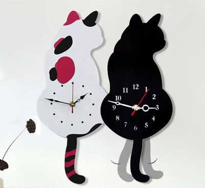 Ukey Cat Shaped Acrylic Wall Clock