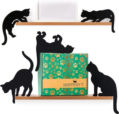 5pcs Black Cat Wooden Figurines Shelf Decoration
